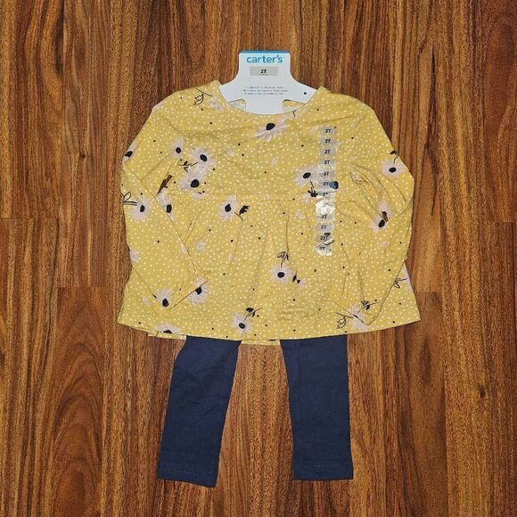 5 For $25 Carter's 2 Piece Yellow and Blue Outfit Toddler Size 2T - Picture 1 of 3